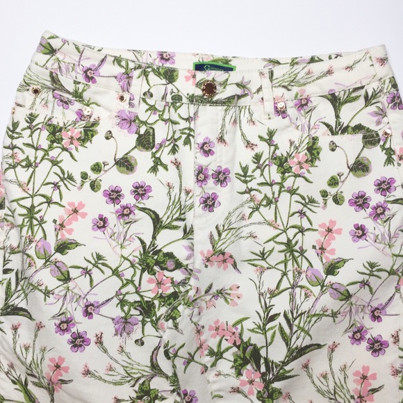 C Wonder floral cropped jeans cream size 10 petite - Picture 2 of 4